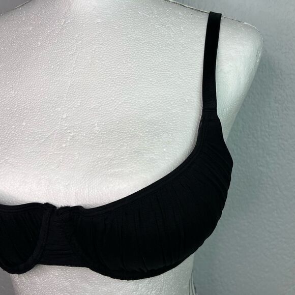 New! Savage X Fenty Lightly Lined Ribbed Mesh Black Demi Bra Size 36B - Picture 4 of 9